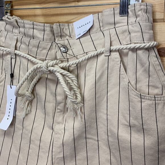 Topshop Striped Paperbag High Rise Shorts 12 NWT - Picture 2 of 8